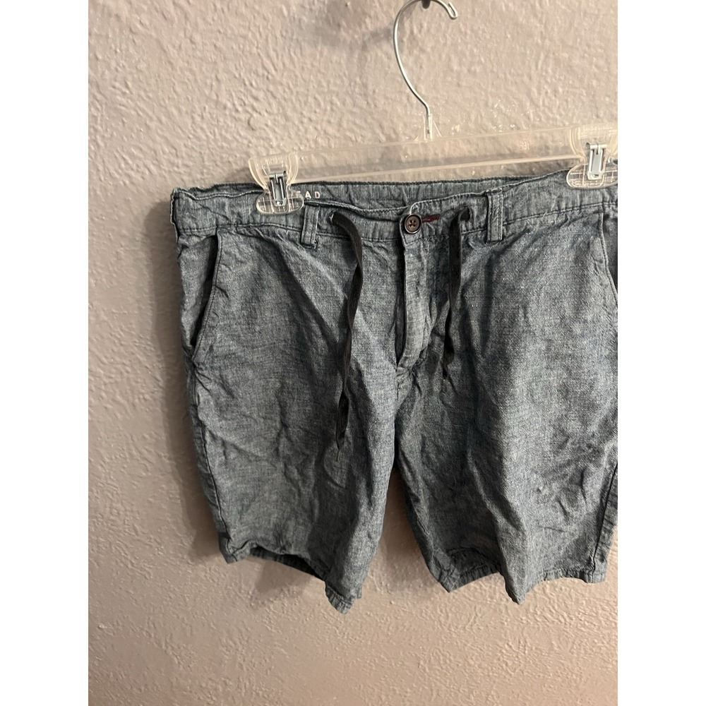 Bullhead Shorts Mens 32 Skinny Blue  Drawstring Flat Front Linen‎ Blend